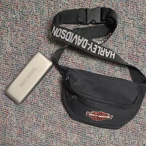 Like New Harley-Davidson Black Waist Bag And Eye Glass Case